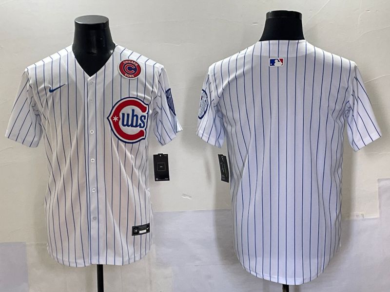 Men 2025 Chicago Cubs Blank White Stripe Fashion Nike MLB Jersey style 7033->chicago cubs->MLB Jersey